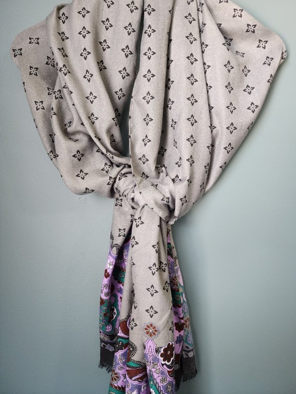 Stylish Eclectic Purple/Gray Large Scarf - Picture 5 of 5